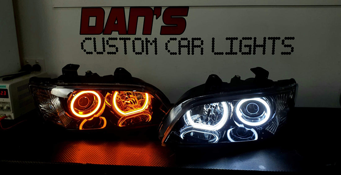 Holden VE Commodore S1 SSV with White/Amber Optical Cover Halo Rings - Dan's Custom Car Lights