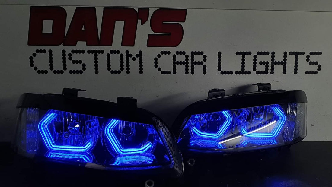 Holden VE Commodore S1 Non Projector Headlights with RGB HEX Halo Rings - Dan's Custom Car Lights