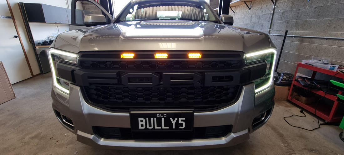 Next GEN Ford Ranger XL XLS XLT EVEREST , WILDTRUCK, RAPTOR BLACK GRILLE with LED'S