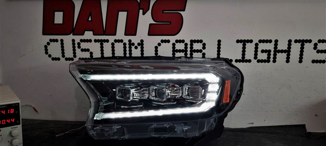 Ford Ranger Triple Beam Projector LED DRL and Sequential Indicator PX2/PX3/Wildtrak Headlights - Dan's Custom Car Lights 