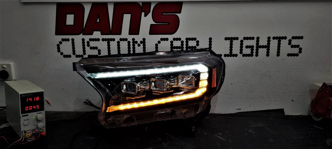 Ford Ranger Triple Beam Projector LED DRL and Sequential Indicator PX2/PX3/Wildtrak Headlights - Dan's Custom Car Lights 