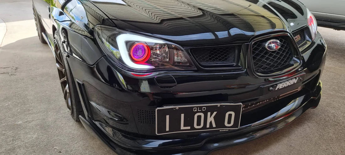 Subaru Impreza 05-07 DRL Style Headlights with Multicoloured Halo Rings - Dan's Custom Car Lights 