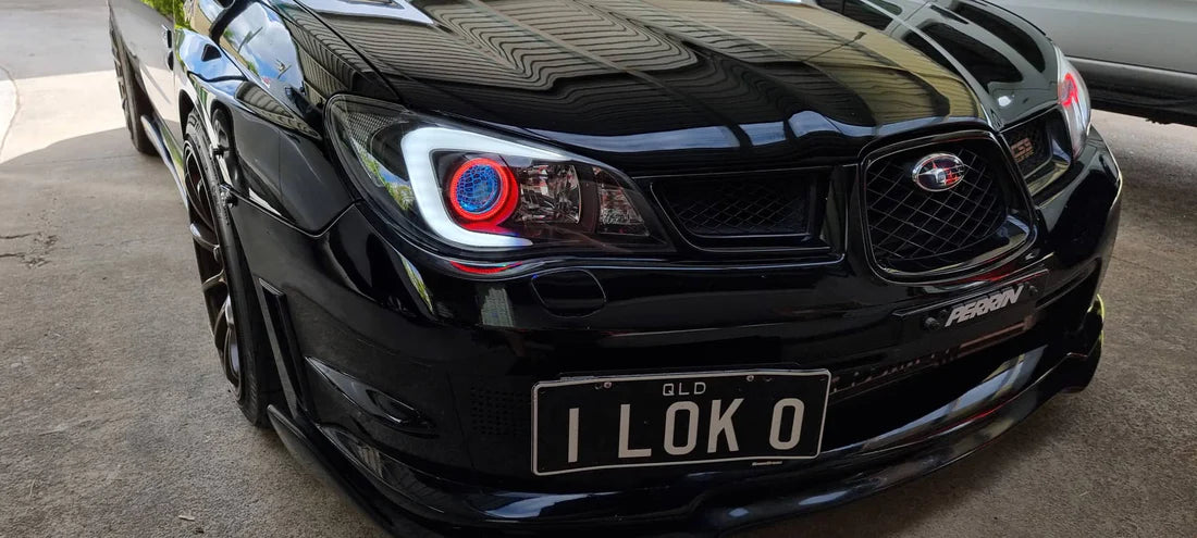 Subaru Impreza 05-07 DRL Style Headlights with Multicoloured Halo Rings - Dan's Custom Car Lights 