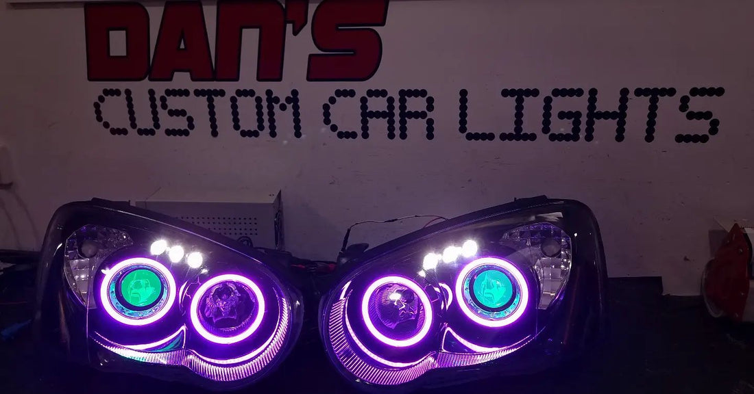 Subaru Impreza GD 2003-2005 RX WRX STi Projector Headlights with Multicoloured Halos and Demon eyes