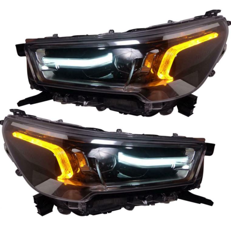 Toyota Hilux N80 2020-ON LED Projector SR SR5 Headlights with White DRL Indicator - Dan's Custom Car Lights 