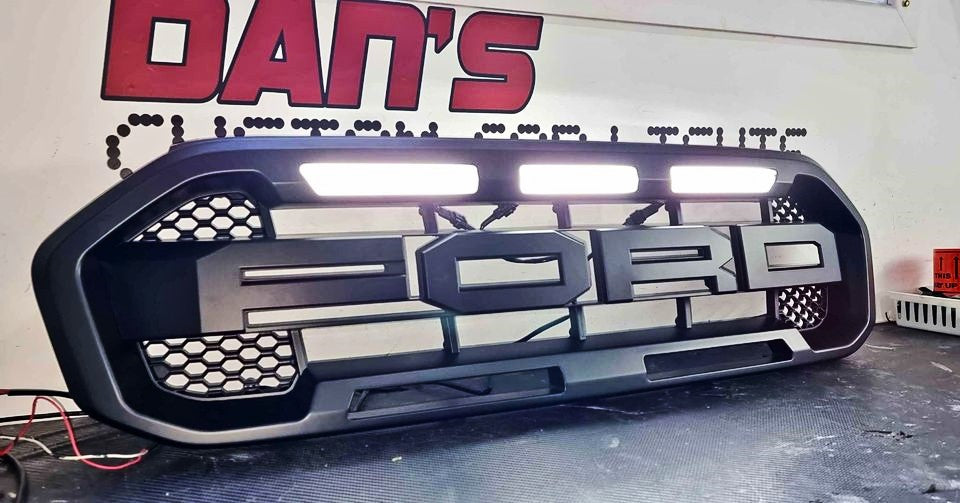 Ford Ranger Grille with 3 BAR LED Lights - Dan's Custom Car Lights 