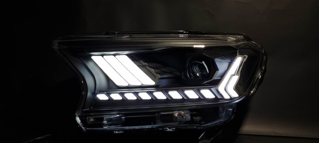 Ford Ranger PX2 PX3 MK2 MK3 2015-2021 LED Projector Sequential Start up DRL Wildtrak Raptor Mustang Style Headlights - Dan's Custom Car Lights 