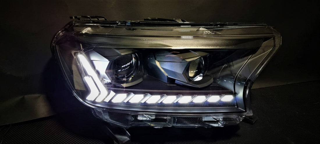 Ford Ranger PX2 PX3 MK2 MK3 2015-2021 Dual LED Projectors Sequential Start up DRL Wildtrak Raptor Audi Style Headlights - Dan's Custom Car Lights 