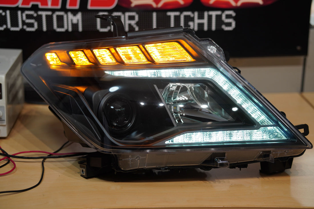 Nissan Patrol Y62 Black Nismo Headlights with White DRLs - Dan's Custom Car Lights 