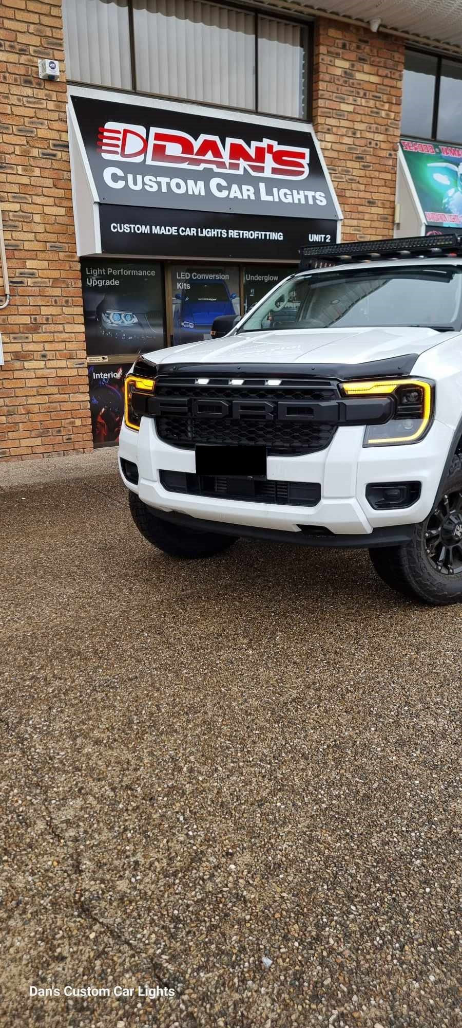 Ford Ranger Next Gen T9 XL XLS 2020 - onwards LED Sequential DRL Black Headlights Raptor Style with Start up mode - Dan's Custom Car Lights 