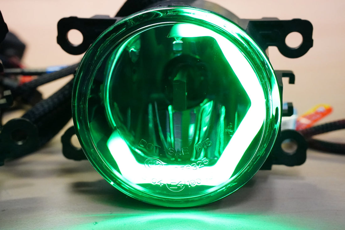 Universal 90mm Fog Lights with Multicolored LED Hex Rings - Dan's Custom Car Lights 