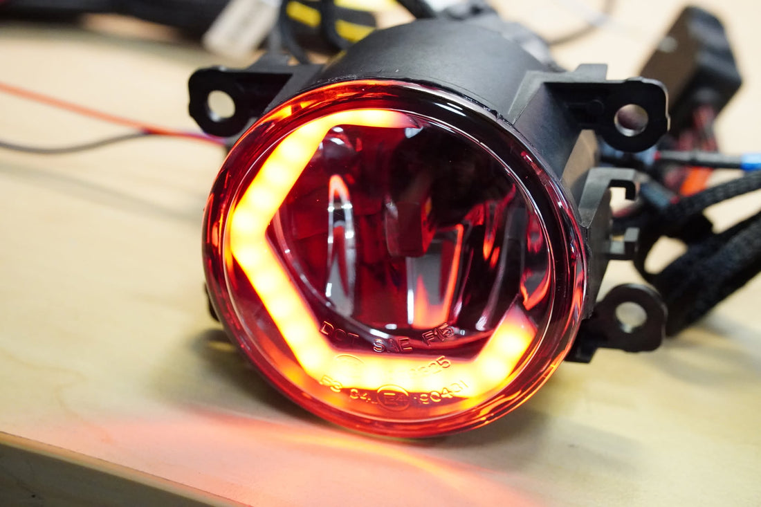 Universal 90mm Fog Lights with Multicolored LED Hex Rings - Dan's Custom Car Lights 