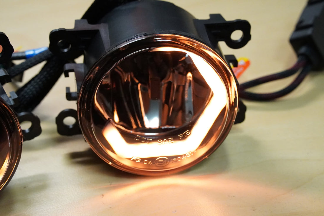 Universal 90mm Fog Lights with Multicolored LED Hex Rings - Dan's Custom Car Lights 