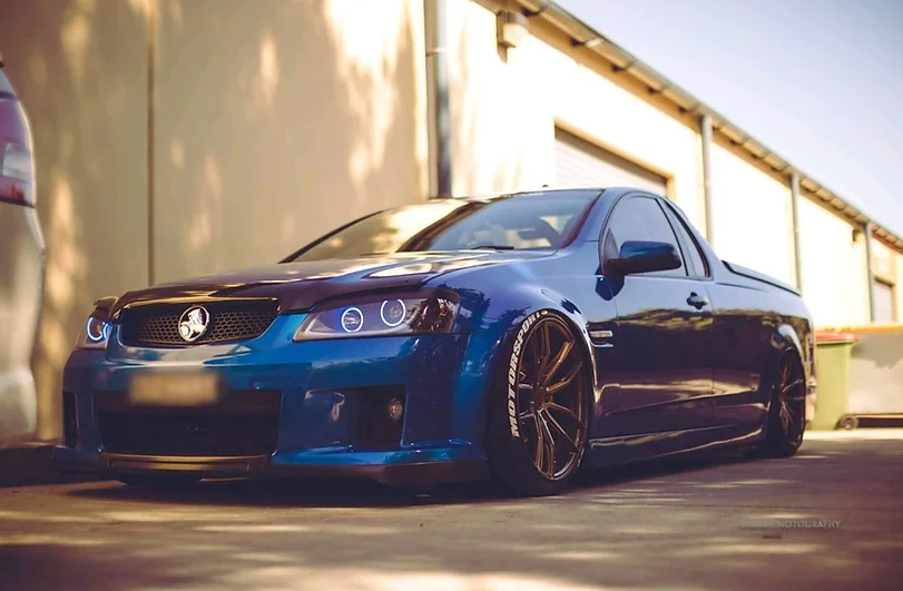 Holden VE Commodore S1/S2 DRL Style Headlights with Multicoloured Halo Rings and Demon Eyes - Dan's Custom Car Lights 