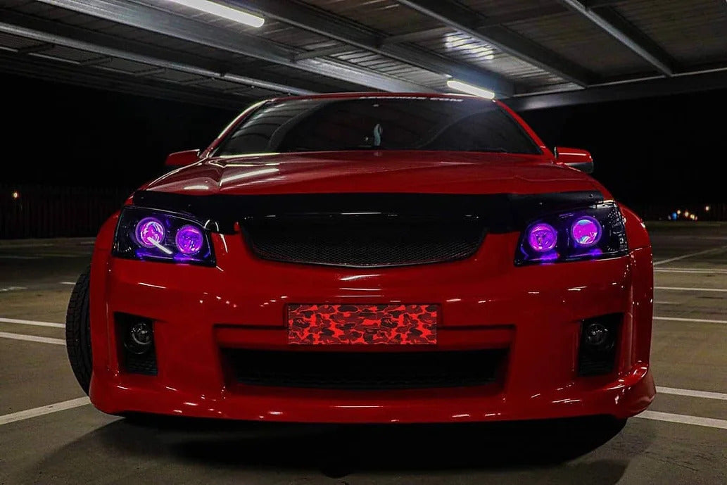 Holden VE Commodore S1 with Quad Halo Rings, Quad Demon Eyes and Matching Fog Lights - Dan's Custom Car Lights 