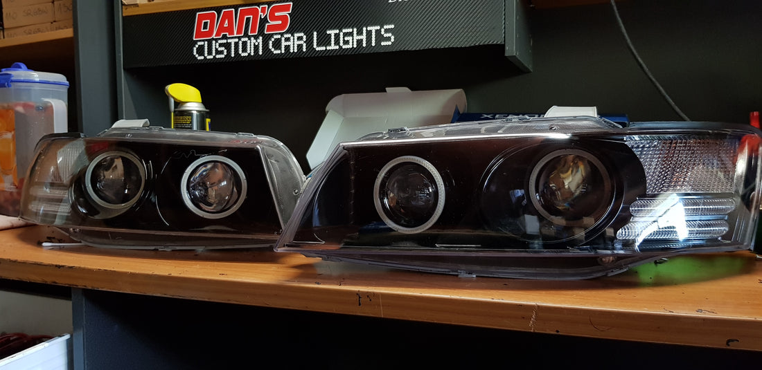 Holden VZ Commodore fitted with Quad Projectors and Multicolored Halo Ring - Dan's Custom Car Lights 