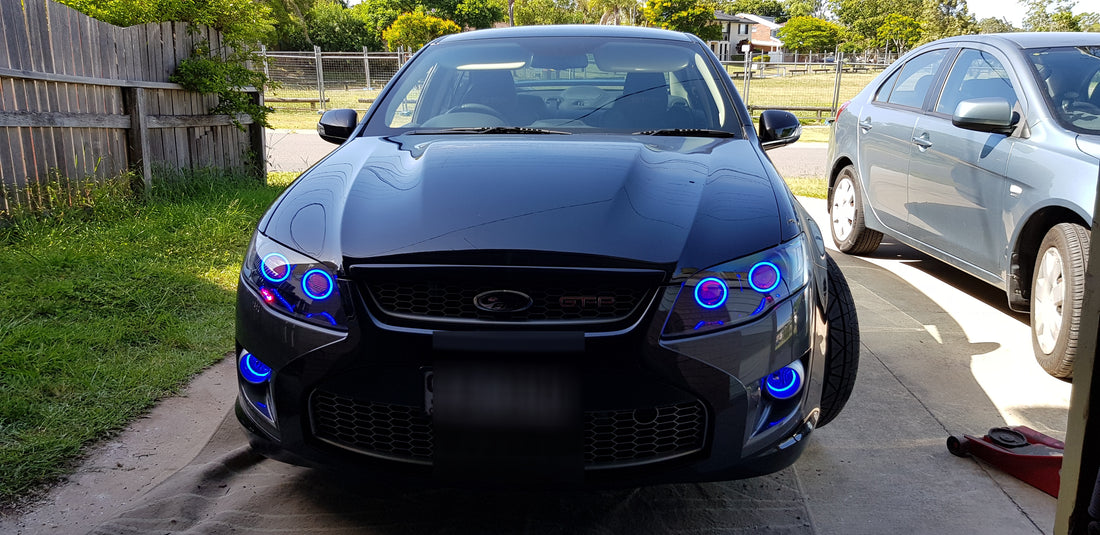 Ford FG G6 FPV XT MK1/MK2 Headlights with Projectors, Halorings & Demon eyes - Dan's Custom Car Lights 