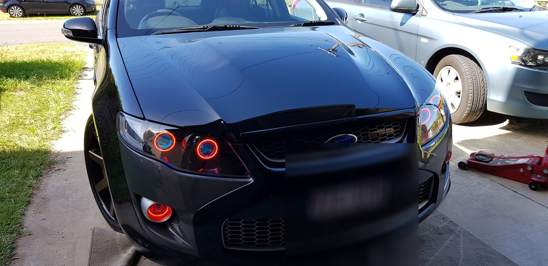 Universal 90mm Fog Lights with Multicolored LED Halo Rings - Dan's Custom Car Lights 