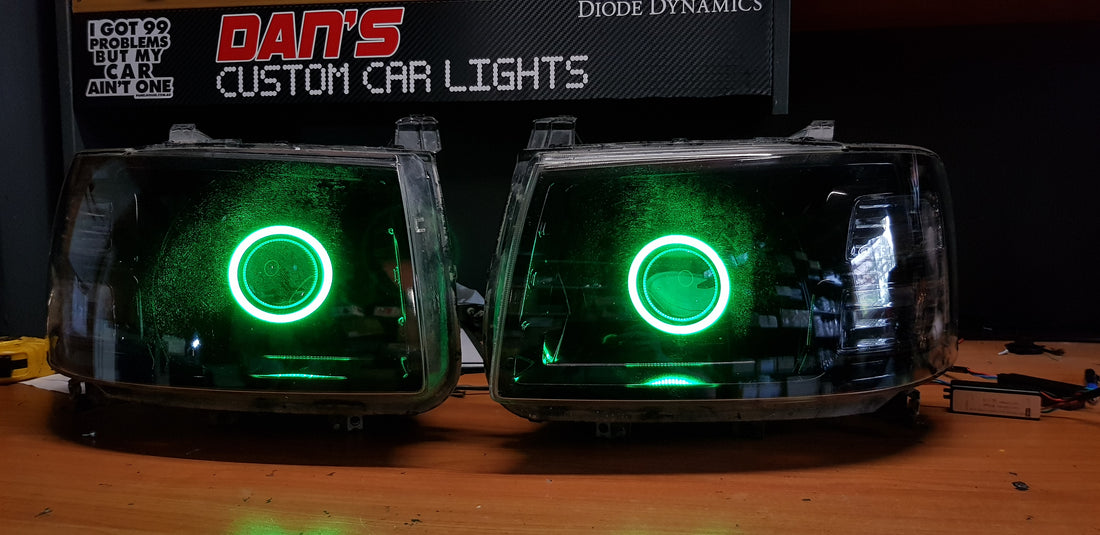 Ford RANGER PJ with Projectors and Multicoloured Halo rings - Dan's Custom Car Lights 