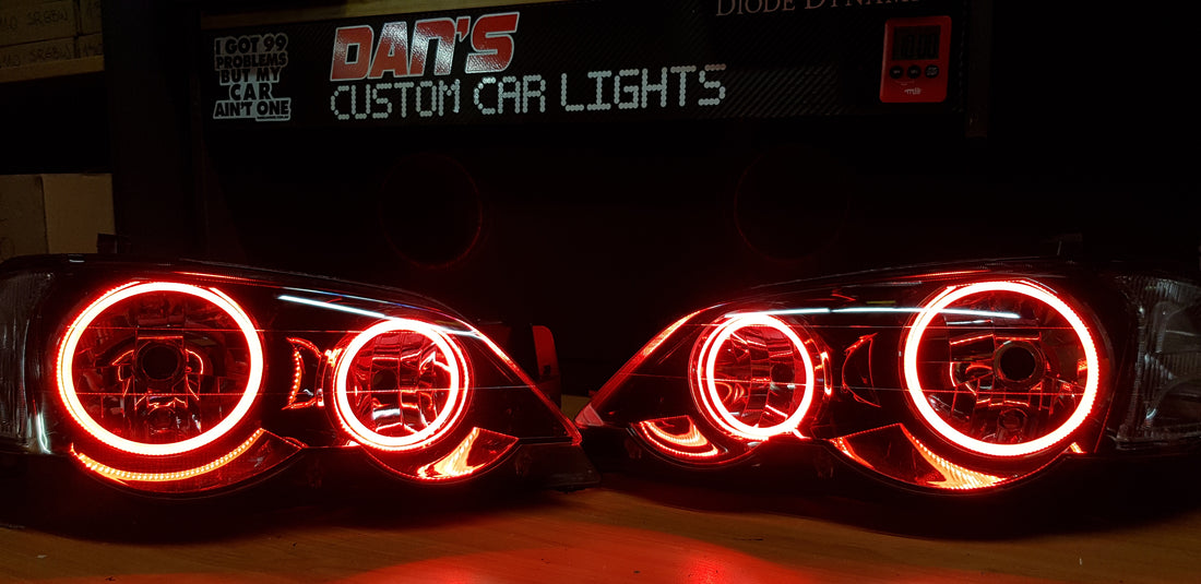 Ford Falcon BA/BF XR6 XR8 Headlights with Multicolored Halo Rings - Dan's Custom Car Lights 