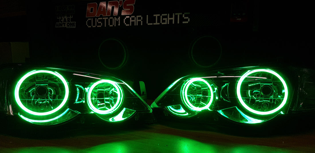 Ford Falcon BA/BF XR6 XR8 Headlights with Multicolored Halo Rings - Dan's Custom Car Lights 