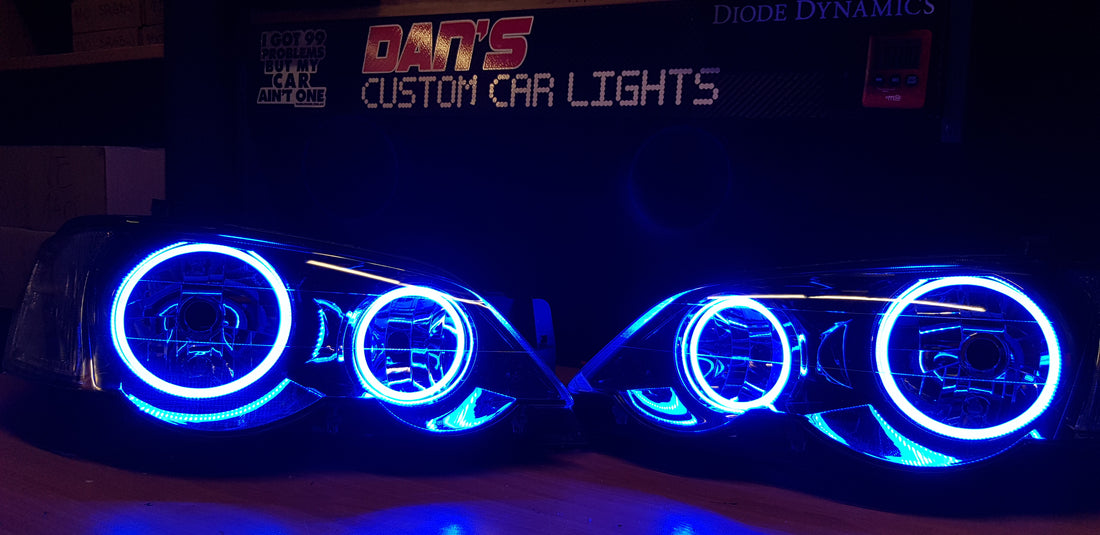 Ford Falcon BA/BF XR6 XR8 Headlights with Multicolored Halo Rings - Dan's Custom Car Lights 