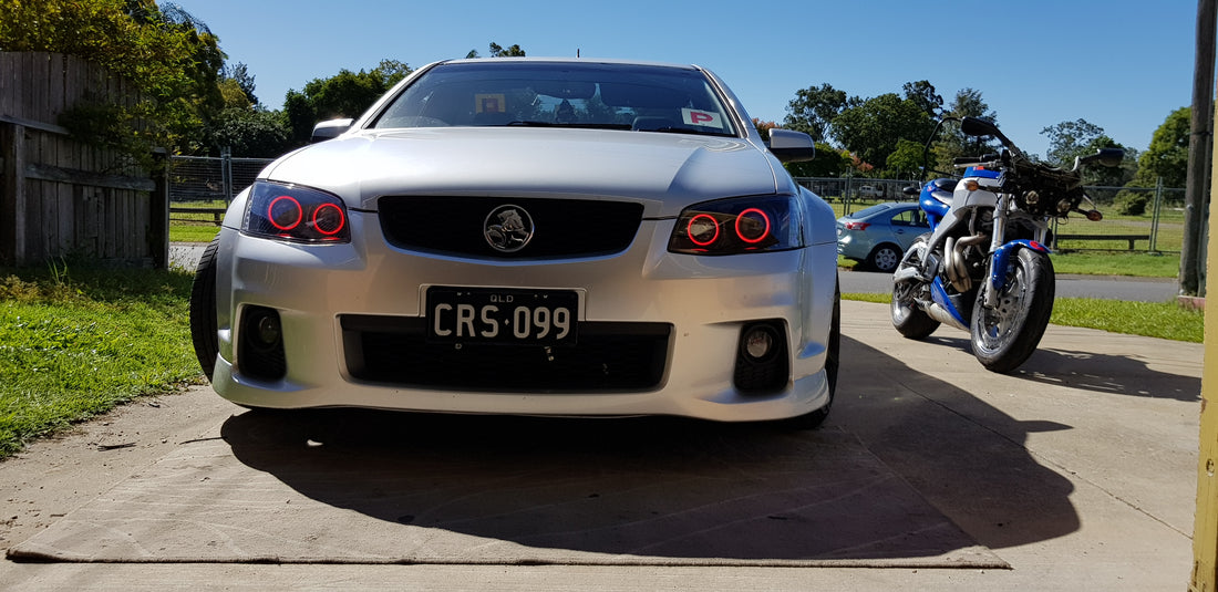 Holden VE Commodore S2 SSV Headlights with Quad RGB Halo Rings and Quad Projectors - Dan's Custom Car Lights 