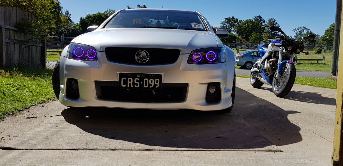Holden VE Commodore S2 SSV Headlights with Quad RGB Halo Rings and Quad Projectors - Dan's Custom Car Lights 