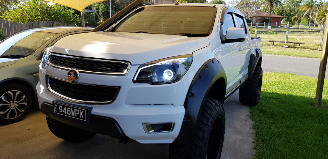 Holden RG Colorado LTZ Headlights with Switchback Halo Rings and Switchback DRL - Dan's Custom Car Lights 
