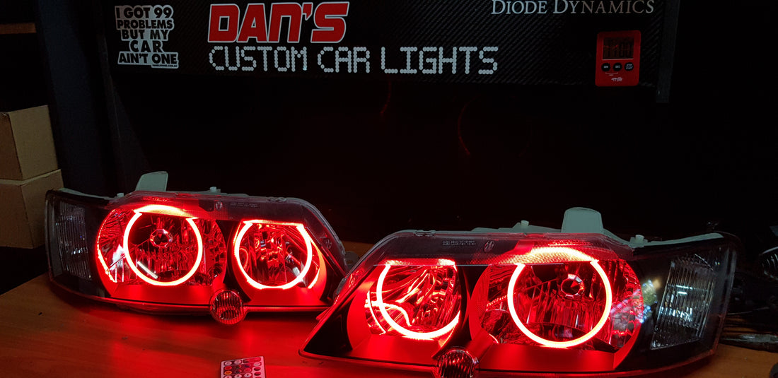 Holden VY Commodore Headlights with Multicolored Halo Rings - Dan's Custom Car Lights 