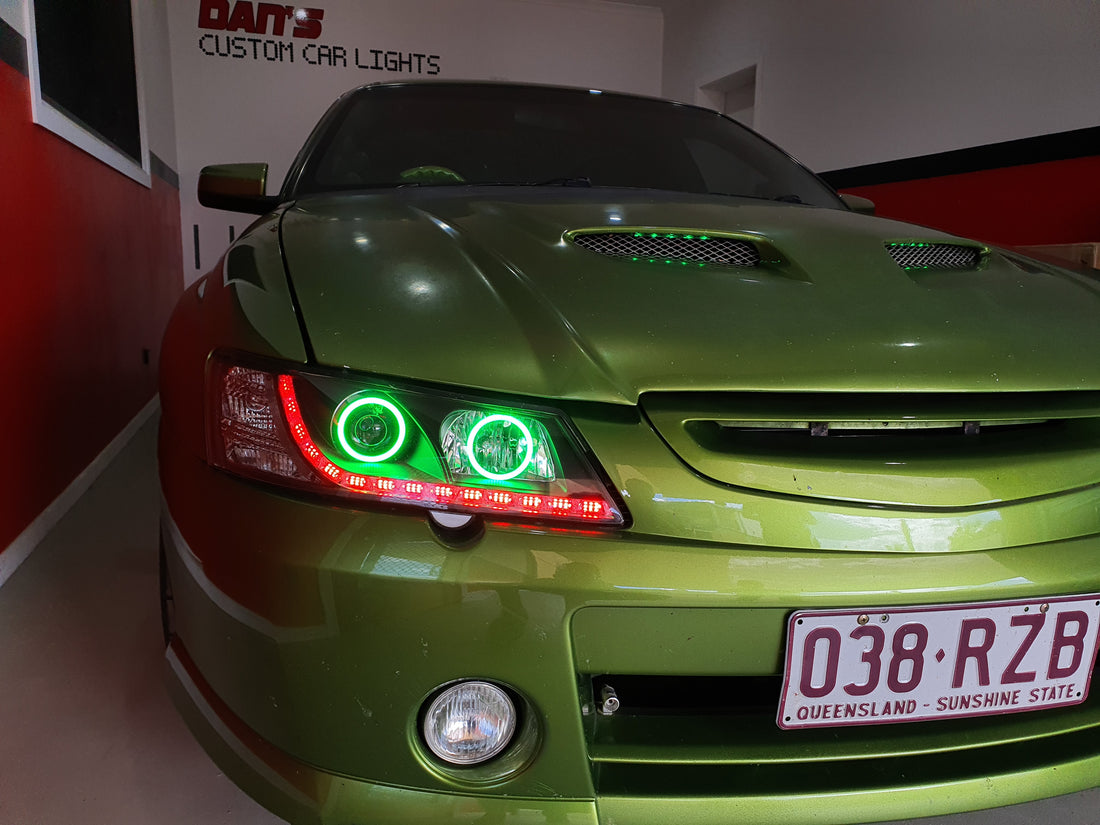 Holden VY Commodore with RGB DRLS and Halo Rings - Dan's Custom Car Lights 