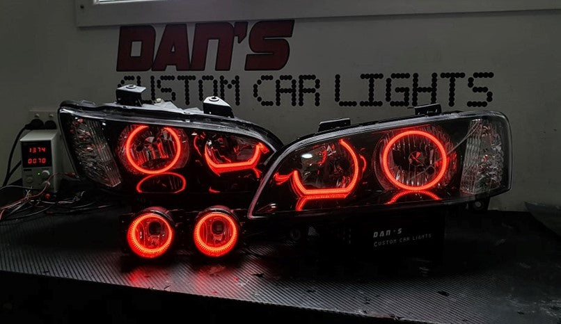 Holden VE Commodore S1/S2 SS Headlights and Fog lights with Multicolored Halo Rings - Dan's Custom Car Lights 