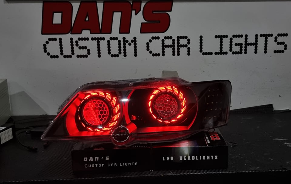 Holden Commodore VY with Quad Multicoloured Halo rings, Projectors, Honeycomb Lens Etching & Custom orange LED Blinkers - Dan's Custom Car Lights 