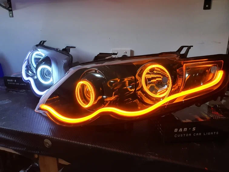 Ford Falcon FG XR6/XR8 MK2 Projector Headlights w/ Switchback Halos and DRLs - Dan's Custom Car Lights 