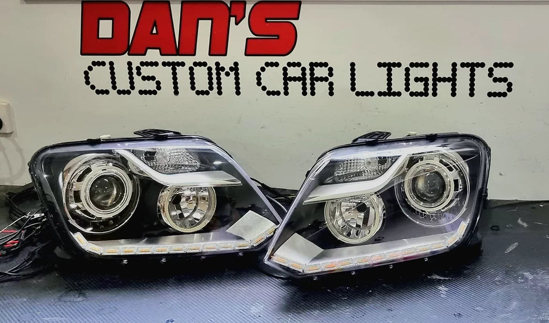 Volkswagen Amarok 2010-2022 Headlights with Switchback White/ Amber DRL & Multicoloured Halos - Dan's Custom Car Lights 