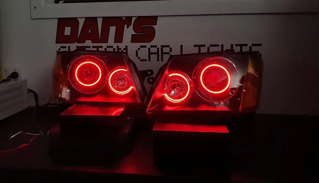 Holden RC Colorado Headlights with Bixenon Projectors & Multicolored Halo Rings - Dan's Custom Car Lights 