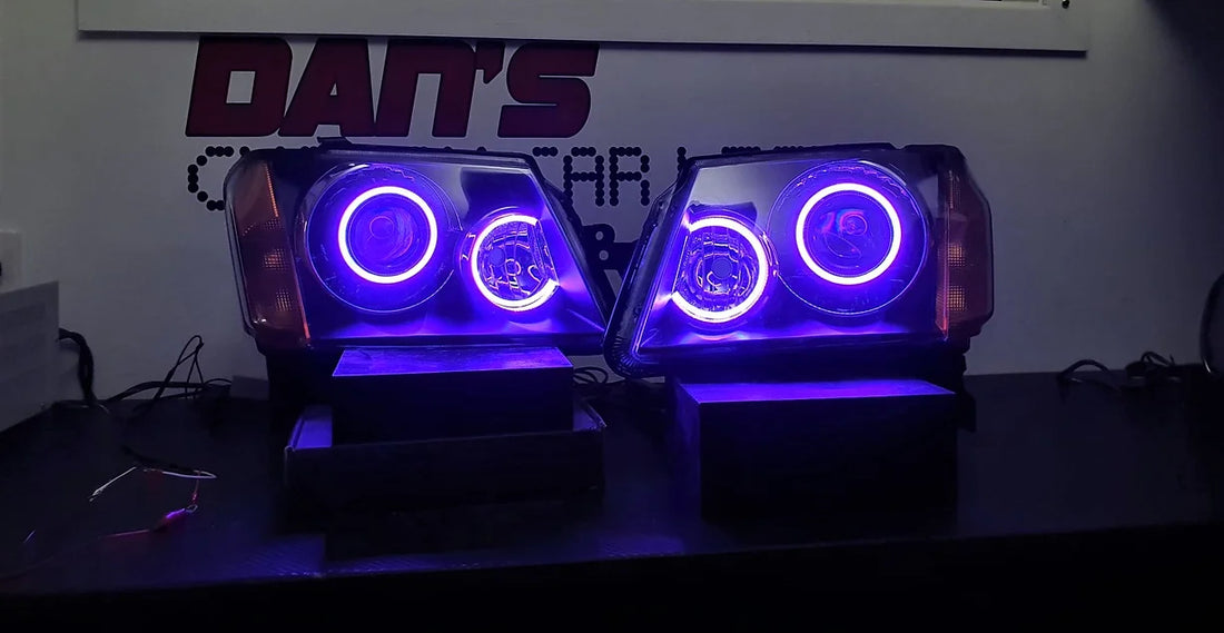 Holden RC Colorado Headlights with Bixenon Projectors & Multicolored Halo Rings - Dan's Custom Car Lights 