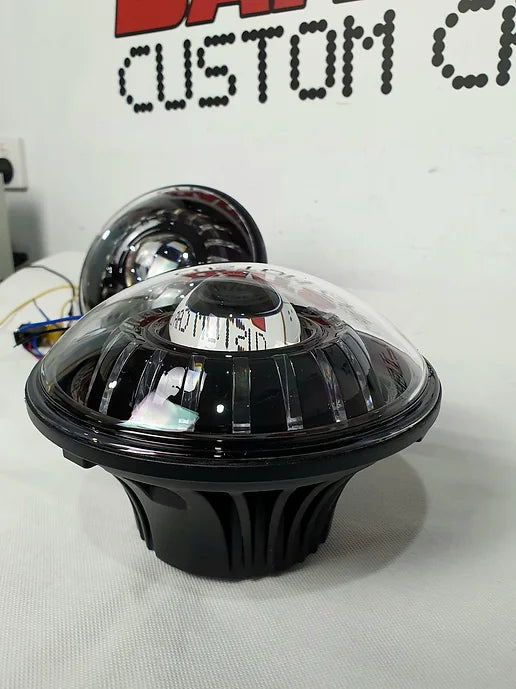 7" Turbine LED High/Low Beam Headlight White/Amber DRL or Chasing Multicolored - Dan's Custom Car Lights 