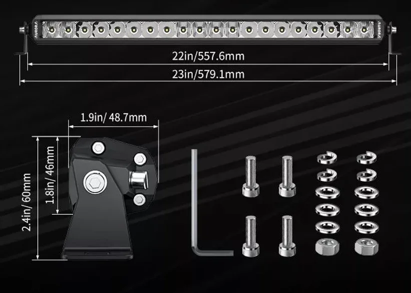 Slim 22" Osram LED Screwless Single Row Light Bar - Dan's Custom Car Lights 