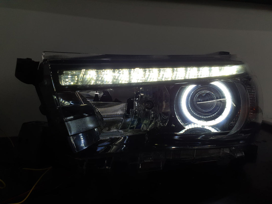 Toyota Hilux SR N80 15-19 DRL Style Headlights with White/Amber Halo Rings - Dan's Custom Car Lights 