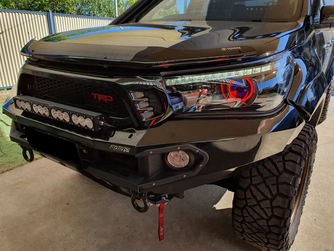 Toyota Hilux SR N80 15-22 DRL Style Headlights with Multicolored Halo Rings - Dan's Custom Car Lights 