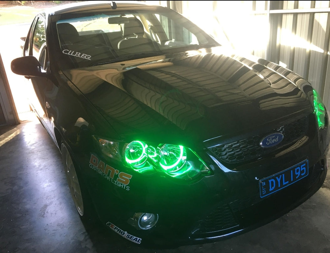 Ford Falcon FG MK1 XR6/XR8 Headlights w/ Quad Halo Rings - Dan's Custom Car Lights 