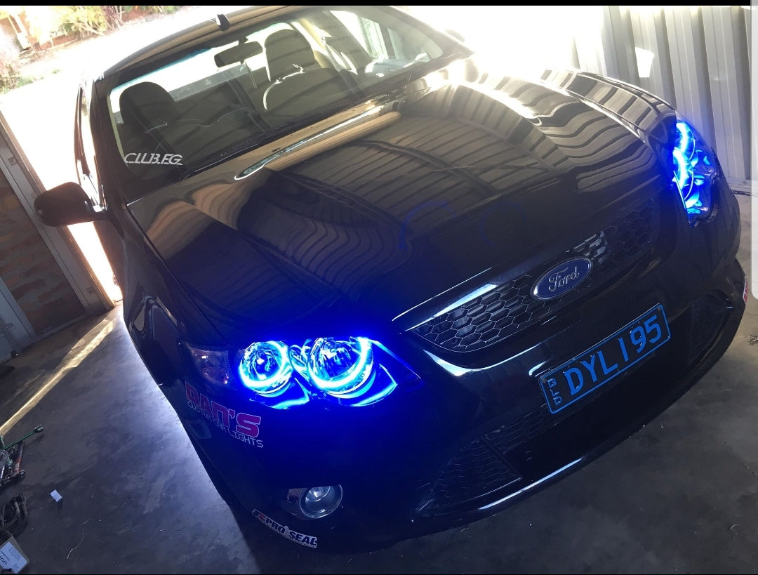 Ford Falcon FG MK1 XR6/XR8 Headlights w/ Quad Halo Rings - Dan's Custom Car Lights 