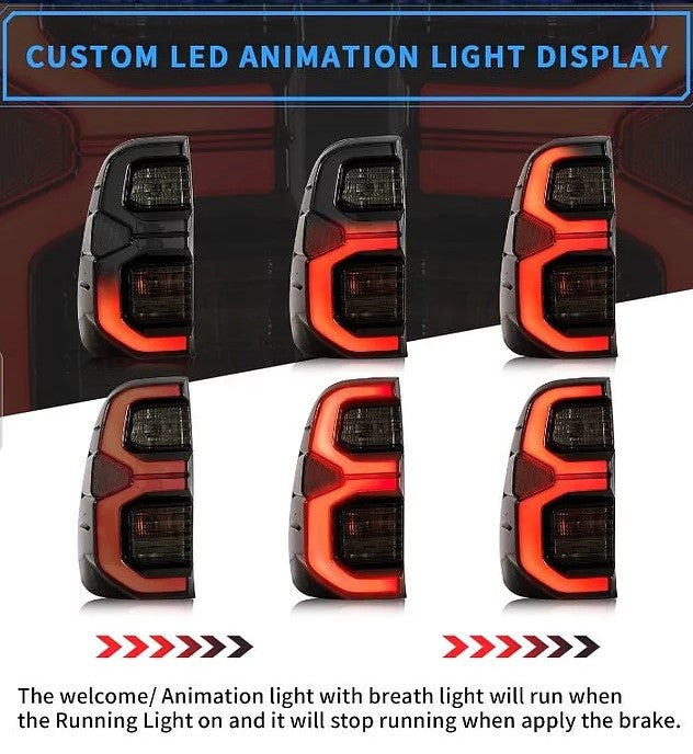 Toyota Hilux N80 SR5 GUN 2015-21 LED Tail Lights Red OR Smoked - Dan's Custom Car Lights 