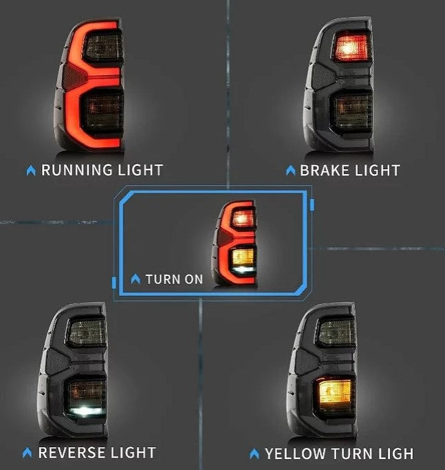 Toyota Hilux N80 SR5 GUN 2015-21 LED Tail Lights Red OR Smoked - Dan's Custom Car Lights 