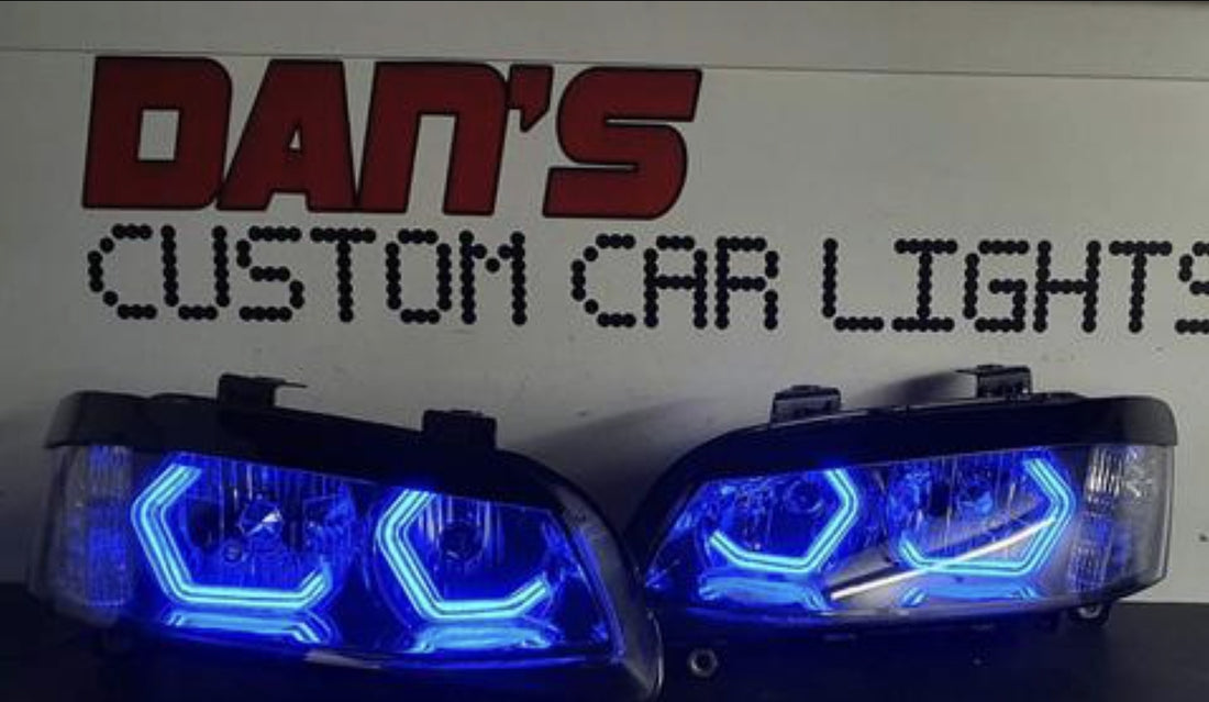 Holden VE Commodore S2 SS Headlights with RGB Hex Halo Rings - Dan's Custom Car Lights 