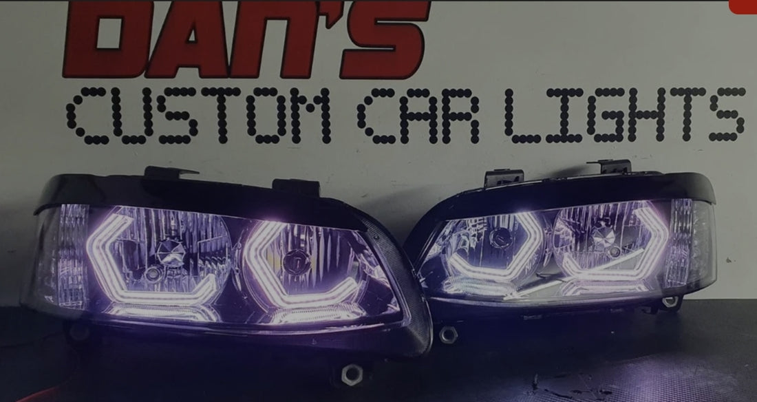 Holden VE Commodore S2 SS Headlights with RGB Hex Halo Rings - Dan's Custom Car Lights 