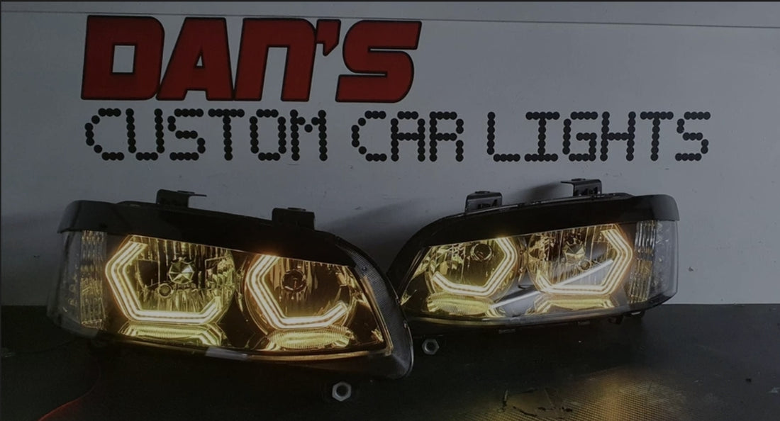 Holden VE Commodore S2 SS Headlights with RGB Hex Halo Rings - Dan's Custom Car Lights 