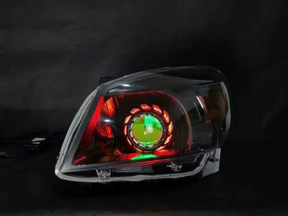 Ford RANGER PK Headlights with Projectors, Halo rings and Demon Eyes - Dan's Custom Car Lights 