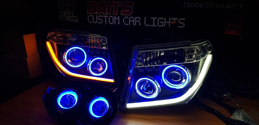 Nissan Navara D40 THAI Pathfinder with Quad Multicolored Halo Rings and DRL's - Dan's Custom Car Lights 